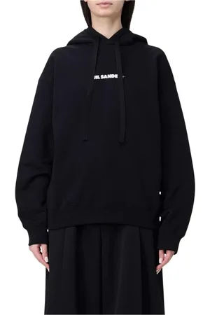 Jil Sander Sweatshirts & Hoodies, Dam, XS, Bomull, Svart Logo Hoodie för Kvinnor