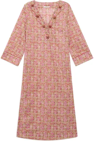 Maliparmi Klänning, Dam, XS, Bomull, Batik Bomullsklänning i Rosa/Röd/Beige