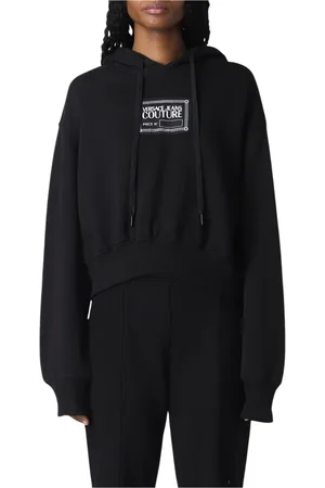 VERSACE Sweatshirts & Hoodies, Dam, M, Svart Logosweatshirt Stilren Bekväm Passform