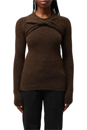 Isabel Marant Stickade tröjor & koftor, Dam, M, Brun Stickad Tröja med Vriden Halsringning