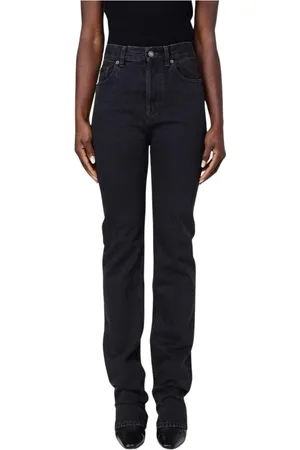 Saint Laurent Jeans, Dam, W28, Bomull, Svarta Straight Leg Jeans för Kvinnor