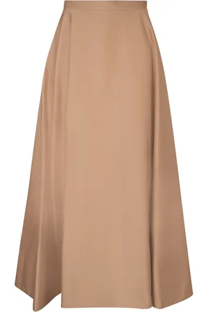 BLANCA Kjol, Dam, S, Bomull, Brun Midi Kjol Elegant Chic Stil
