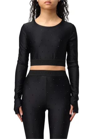 VERSACE Topp, Dam, S, Svart utsmyckad crop top