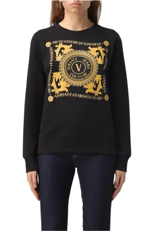 VERSACE Sweatshirts & Hoodies, Dam, S, Svart Couture Sweatshirt för Kvinnor
