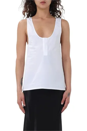 Saint Laurent Topp, Dam, S, Bomull, Vit Ärmlös Topp Elegant Stil