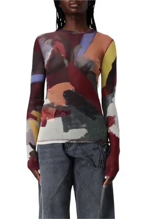 J.W.Anderson Topp, Dam, S, Oliv Abstrakt Tryck Mesh Top