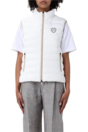 Brunello Cucinelli Jacka, Dam, L, Vit Puffer Vest med Ståkrage
