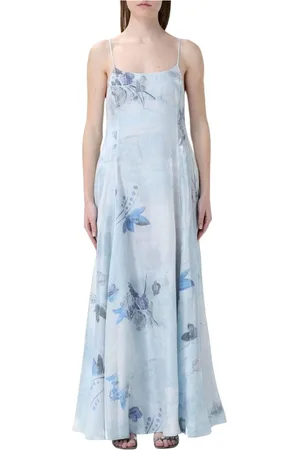 Emporio Armani Klänning, Dam, M, Blå Blommig Maxi Klänning