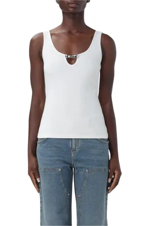 BLUMARINE Topp, Dam, S, Bomull, Räfflad tanktopp med nyckeldetalj