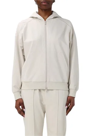 Brunello Cucinelli Sweatshirts & Hoodies, Dam, S, Vit ZipUp Hoodie Avslappnad Passform
