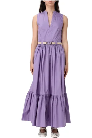 Twin-Set Klänning, Dam, M, Bomull, Elegant Lavendel Maxi Klänning