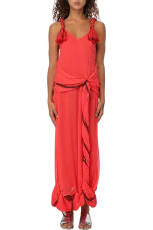 J.W.Anderson Klänning, Dam, S, Chiffong, Röd Tassel Maxi Klänning