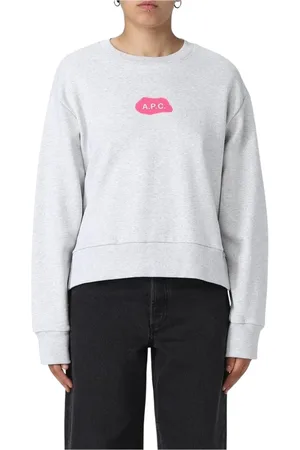 A.P.C. Sweatshirts & Hoodies, Dam, L, Bomull, Minimalistiskt Logosweatshirt i Grå