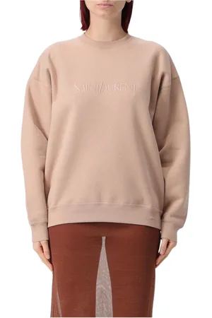 Saint Laurent Sweatshirts & Hoodies, Dam, M, Bomull, Rosa Broderad Logosweatshirt