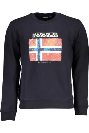 Napapijri Sweatshirts & Hoodies, Herr, S, Bomull, Bl Bomullstrja fr Mn