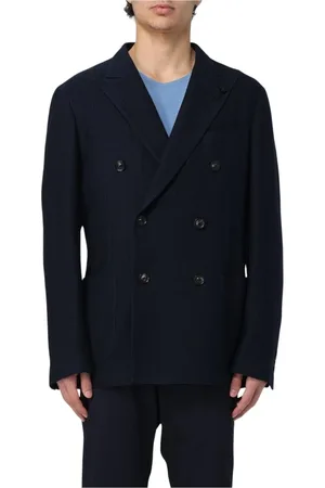 LARDINI Jacka, Herr, L, Blå Dubbelknäppt Blazer Stiligt Utseende