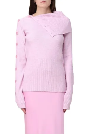 Patrizia Pepe Stickade tröjor & koftor, Dam, S, Rosa Stickad Tröja, Elegant Stil