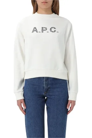 A.P.C. Sweatshirts & Hoodies, Dam, M, Bomull, Gul Kräm Cropped Sweatshirt