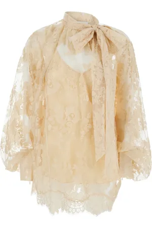 ZIMMERMANN Blusar & Skjortor , Dam, S, Bomull, Blus med Rosett och Spets