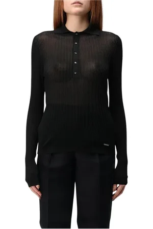 Dsquared2 Topp, Dam, M, Svart Ribbstickad Pikétröja