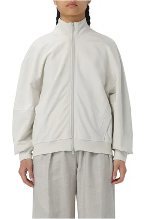 Brunello Cucinelli Sweatshirts & Hoodies, Dam, XS, Läder, Vit ZipUp Track Jacket