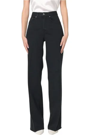 Dondup Jeans, Dam, W25, Bomull, Svarta Wide Leg Jeans för Kvinnor