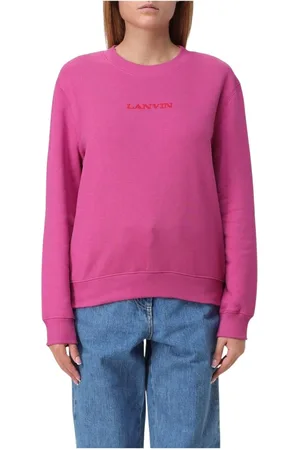 Lanvin Sweatshirts & Hoodies, Dam, M, Bomull, Fuchsia Logo Sweatshirt Dammode