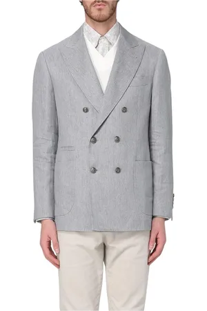 Brunello Cucinelli Jacka, Herr, XL, Elegant Grå Dubbelknäppt Kostymjacka