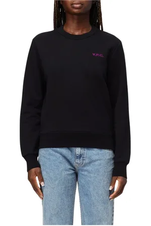 A.P.C. Sweatshirts & Hoodies, Dam, S, Bomull, Svart Crew Neck Sweatshirt