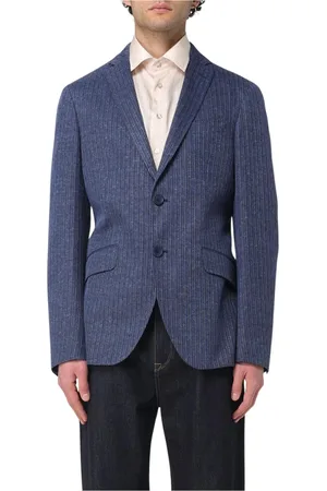 Etro Jacka, Herr, L, Linne, Pinstripe Linne Blazer Elegant Stil