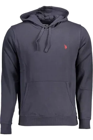 U.S. Polo Assn. Sweatshirts & Hoodies, Herr, L, Bomull, Blå Bomullshoodie med Logo