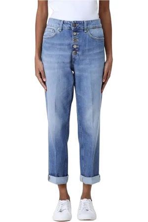 Dondup Jeans, Dam, W24, Bomull, Blå Button Fly Jeans för Kvinnor