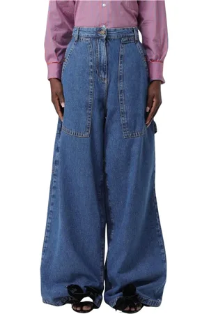 Etro Jeans, Dam, W26, Klassiska Blå Wide Leg Jeans