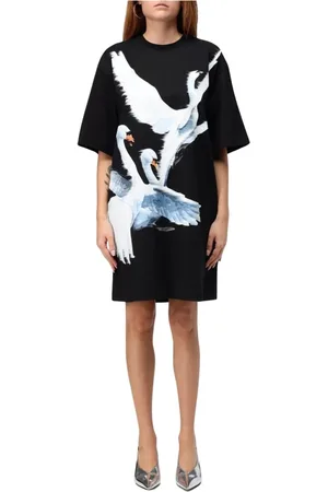 Msgm Klänning, Dam, S, Bomull, Elegant Svantryck Klänning