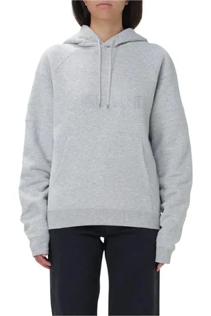 Saint Laurent Sweatshirts & Hoodies, Dam, S, Bomull, Grå Logo Hoodie