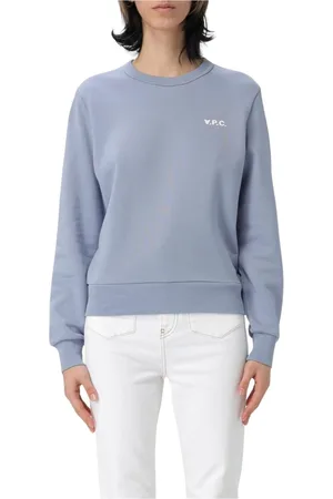 A.P.C. Sweatshirts & Hoodies, Dam, XS, Bomull, Blå Crew Neck Sweatshirt