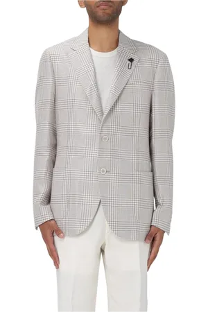 LARDINI Jacka, Herr, L, Linne, Klassisk Passform Houndstooth Blazer