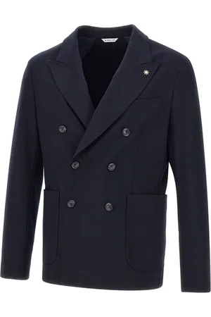 Manuel Ritz Jacka, Herr, S, Blå Slim Fit Blazer med Spetsiga Revers