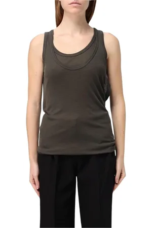 Helmut Lang Topp, Dam, L, Bomull, Grå Lagers Tanktop Stilfull Passform