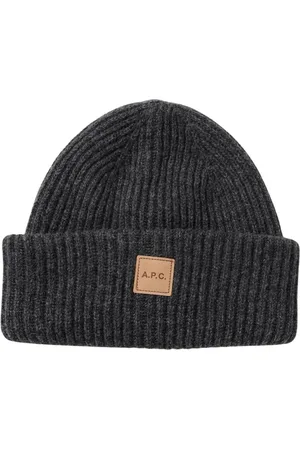 A.P.C. Accessoarer, Dam, S, Grå Ribbstickad Beanie Mössa