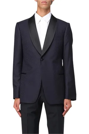 Emporio Armani Jacka, Herr, XL, Blå Tuxedo Jacka med Shawl Krage