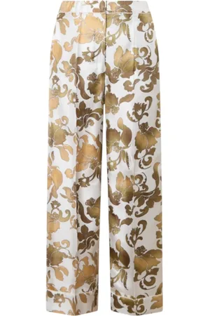 Max Mara Byxor, Dam, XS, Bomull, Silke Pyjamasbyxor med Print