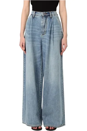 Armani Exchange Jeans, Dam, W26, Bomull, Stone-Washed Wide Leg Pleated Jeans