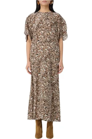 Isabel Marant Klänning, Dam, L, Beige Sidens Maxiklänning