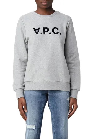 A.P.C. Sweatshirts & Hoodies, Dam, M, Bomull, Grå Logo Sweatshirt för Kvinnor