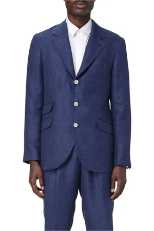 Brunello Cucinelli Kostym, Herr, XL, Linne, Indigo Linne Blazer
