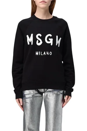 Msgm Sweatshirts & Hoodies, Dam, L, Bomull, Svart Milano Logo Sweatshirt Kvinnor