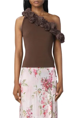 BLUMARINE Topp, Dam, S, Rayon, Blomapplikation En Axel Stickad Topp
