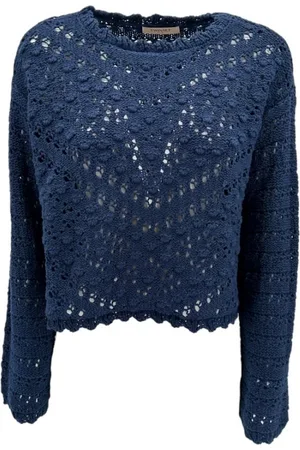 Twin-Set Stickade tröjor & koftor, Dam, S, Bomull, Round-neck Stickat