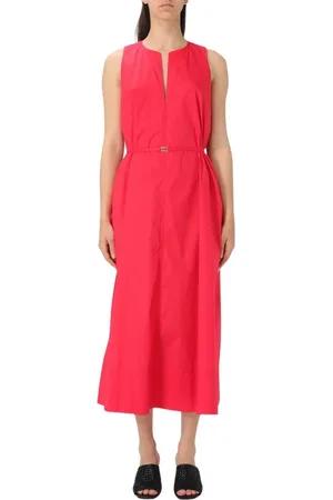 Twin-Set Klänning, Dam, 2Xl, Bomull, Röd Poplin Bomullsklänning
